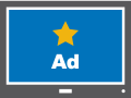 Graphic depicting digital ad on a TV