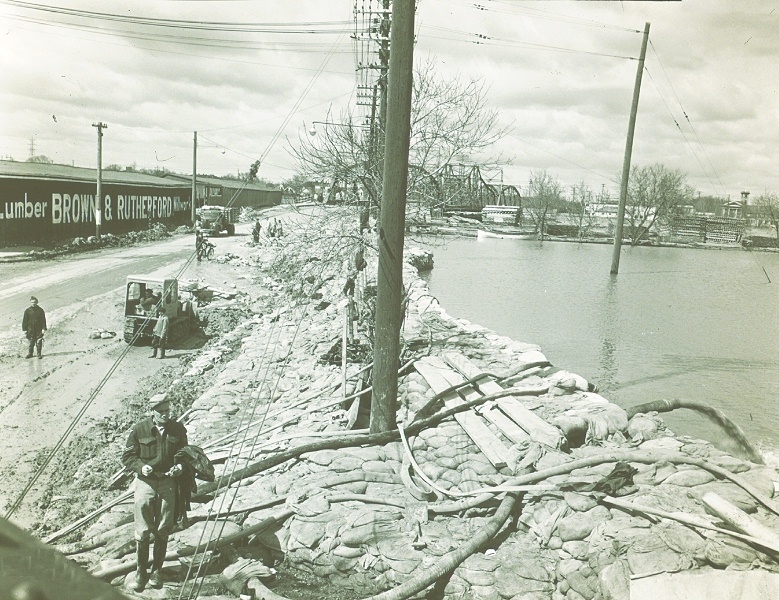 A sandbag dike