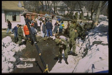 Scotia Street - military personnel at dike