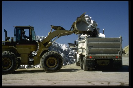 St. Anne's Road at Forrester Avenue - loading sandbags for Grande Pointe at City Yard
