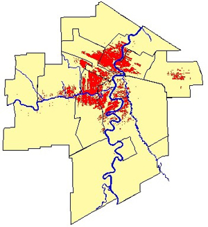Lead service area with electoral boundaries