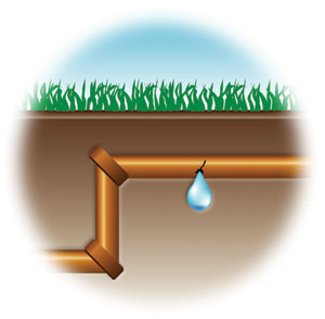 Underground pipe leak illustration